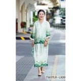 7565TLR- Đồ bộ Lụa nữ trung niên mặc nhà Thành Duyên tay lỡ cỏ xếp ly, quần dài