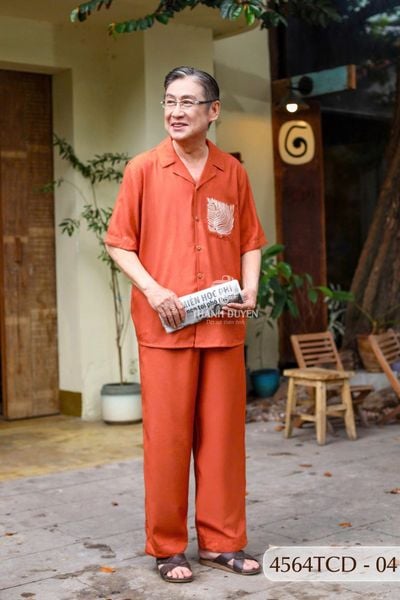 Đồ bộ Pyjama Linen ông mặc nhà Thành Duyên quần dài, tay con, thoáng mát, không rút - 4564TCD