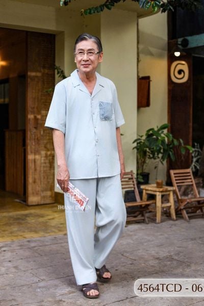 Đồ bộ Pyjama Linen ông mặc nhà Thành Duyên quần dài, tay con, thoáng mát, không rút - 4564TCD