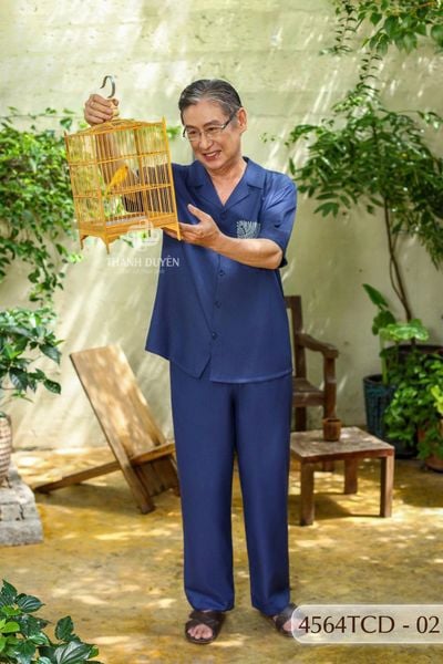 Đồ bộ Pyjama Linen ông mặc nhà Thành Duyên quần dài, tay con, thoáng mát, không rút - 4564TCD