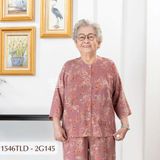 1546TLD(1G3) - Đồ bộ bông cho bà mặc nhà Thành Duyên, cổ tròn, tay lỡ, quần dài