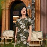 D001- Đâm Voan Tơ Tằm nữ Trung niên Thành Duyên bông, tay con,  xẻ tà, thoáng mát