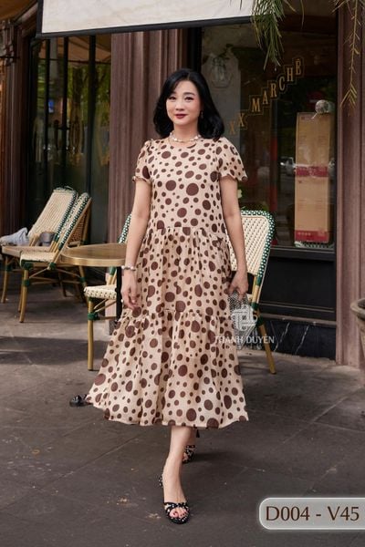 D004- Đâm Voan Tơ Tằm nữ Trung niên Thành Duyên bông, tayngắn , form xòe , thoáng mát