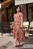 D004- Đâm Voan Tơ Tằm nữ Trung niên Thành Duyên bông, tayngắn , form xòe , thoáng mát