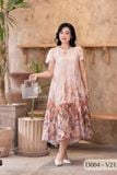 D004- Đâm Voan Tơ Tằm nữ Trung niên Thành Duyên bông, tayngắn , form xòe , thoáng mát