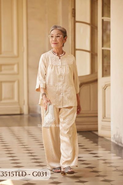 3515TLD - Đồ gấm cho bà mặc nhà Thành Duyên  tay lỡ, quần dài,thoáng mát