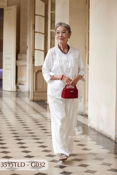 3515TLD - Đồ gấm cho bà mặc nhà Thành Duyên  tay lỡ, quần dài,thoáng mát