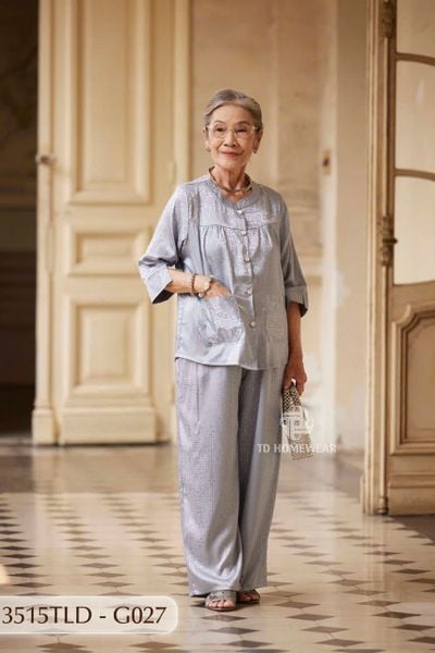 3515TLD - Đồ gấm cho bà mặc nhà Thành Duyên  tay lỡ, quần dài,thoáng mát