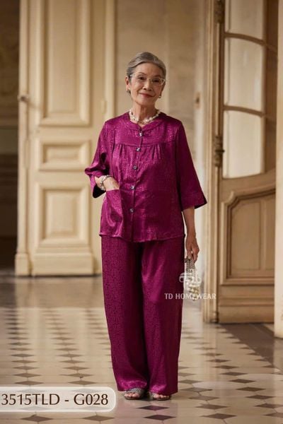 3515TLD - Đồ gấm cho bà mặc nhà Thành Duyên  tay lỡ, quần dài,thoáng mát