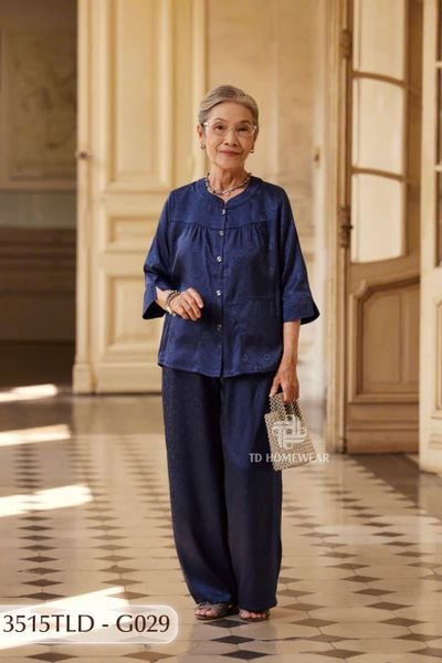 3515TLD - Đồ gấm cho bà mặc nhà Thành Duyên  tay lỡ, quần dài,thoáng mát