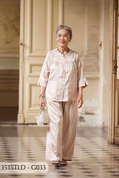 3515TLD - Đồ gấm cho bà mặc nhà Thành Duyên  tay lỡ, quần dài,thoáng mát