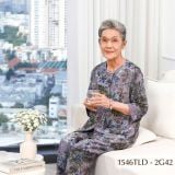 1546TLD(1G3) - Đồ bộ bông cho bà mặc nhà Thành Duyên, cổ tròn, tay lỡ, quần dài