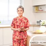 1546TCD(j) Đồ bộ bông cho bà mặc nhà Thành Duyên cổ tròn, tay ngắn, quần dài