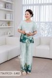 7563TCD- Đồ bộ Lụa nữ trung niên mặc nhà Thành Duyên tay con, quần dài