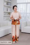 7563TCD- Đồ bộ Lụa nữ trung niên mặc nhà Thành Duyên tay con, quần dài