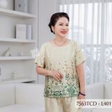 7563TCD- Đồ bộ Lụa nữ trung niên mặc nhà Thành Duyên tay con, quần dài