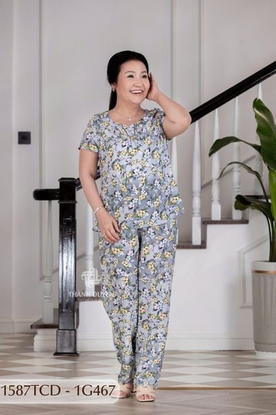 1587TCD - Đồ bộ Tole nữ trung niên mặc nhà Thành Duyên bông, tay con, quần dài (G)