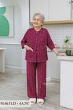 9546TLD(4A) Đồ bộ bông cho bà mặc nhà Thành Duyên chất liệu Thun cao cấp, cổ tròn, tay lỡ, quần dài (04-2024)