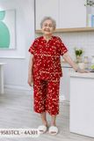 9583TCL -  Đồ bộ bông cho bà mặc nhà Thành Duyên chất liệu Thun cao cấp, cổ tàu, tay ngắn, quần lửng(4G)