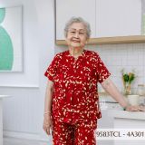 9583TCL -  Đồ bộ bông cho bà mặc nhà Thành Duyên chất liệu Thun cao cấp, cổ tàu, tay ngắn, quần lửng(4G)