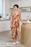 1592TCR - Đồ bộ Tole nữ trung niên mặc nhà Thành Duyên sọc, quần ống rộng, tay con, thoáng mát, không rút(NN)