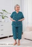 9583TCL -  Đồ bộ bông cho bà mặc nhà Thành Duyên chất liệu Thun cao cấp, cổ tàu, tay ngắn, quần lửng(4G)