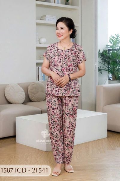 1587TCD - Đồ bộ Tole nữ trung niên mặc nhà Thành Duyên bông, tay con, quần dài (G)