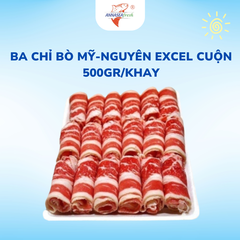  Ba chỉ bò Mỹ-nguyên Excel Cuộn 500gr/khay 