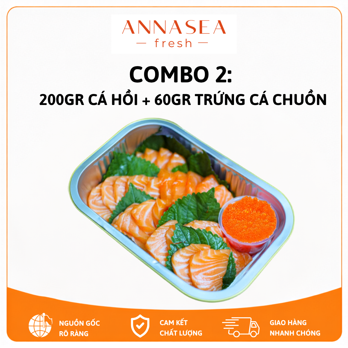  Combo 2 - Sashimi Cá Hồi 200gr & Trứng Cá Chuồn 60gr 