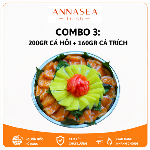  Combo 3 - Sashimi Cá Hồi 200gr & Cá Trích Ép Trứng 160gr 