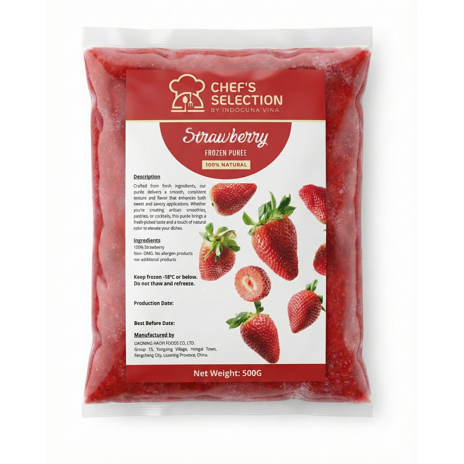  [SẢN PHẨM MỚI] Dâu Tây Xay Nhuyễn Đông Lạnh Chef's Selection 500g 