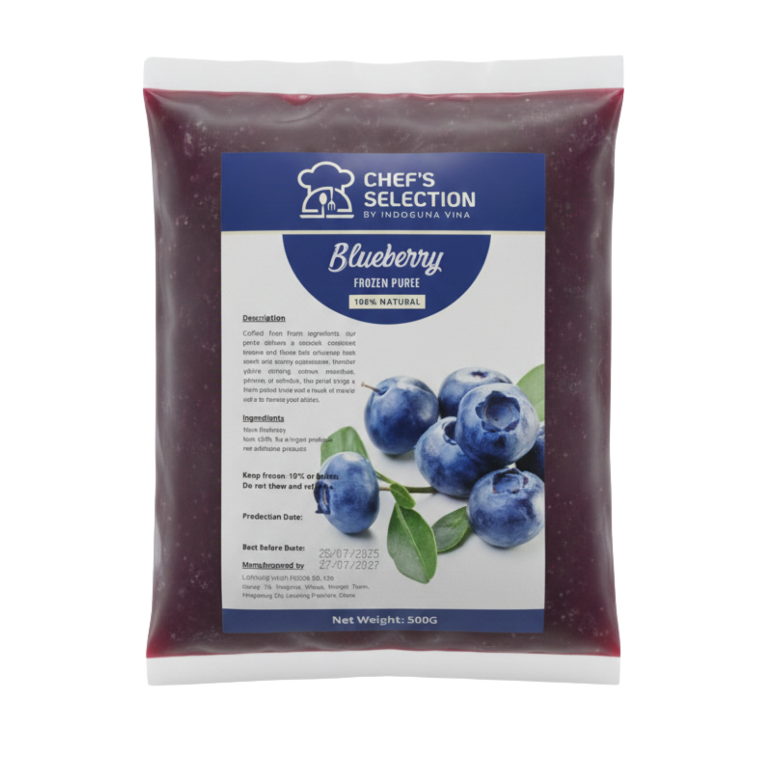  [SẢN PHẨM MỚI] Việt Quất Xay Nhuyễn Đông Lạnh Chef's Selection 500g 