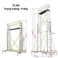 Giàn Giáo Xây Dựng Di Động Bằng Hợp Kim Nhôm Có Bánh Xe, Nâng Hạ Linh Hoạt