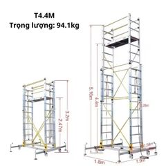 Giàn Giáo Xây Dựng Di Động Bằng Hợp Kim Nhôm Có Bánh Xe, Nâng Hạ Linh Hoạt