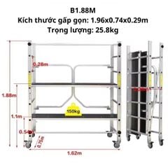 Giàn Giáo Xây Dựng Di Động Bằng Hợp Kim Nhôm Có Bánh Xe, Nâng Hạ Linh Hoạt