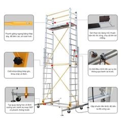Giàn Giáo Xây Dựng Di Động Bằng Hợp Kim Nhôm Có Bánh Xe, Nâng Hạ Linh Hoạt