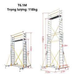 Giàn Giáo Xây Dựng Di Động Bằng Hợp Kim Nhôm Có Bánh Xe, Nâng Hạ Linh Hoạt