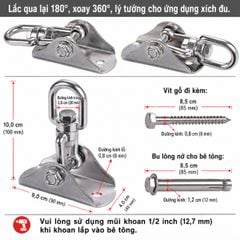 Móc Xoay Chịu Lực Inox 304 – Móc Treo Võng, Bao Đấm Bốc, Ghế Đu Cao Cấp