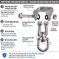 Móc Xoay Chịu Lực Inox 304 – Móc Treo Võng, Bao Đấm Bốc, Ghế Đu Cao Cấp
