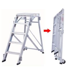 Thang Nhôm Bệ Đứng Có Tay Vịn Có Thể Gấp Gọn Tải Trọng 150kg