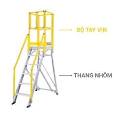 Thang Nhôm Bệ Đứng Có Tay Vịn Có Thể Gấp Gọn Tải Trọng 150kg