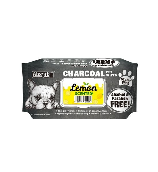  Khăn ướt cho chó mèo Kháng khuẩn than hoạt tính Absorb Charcoal Absolute 