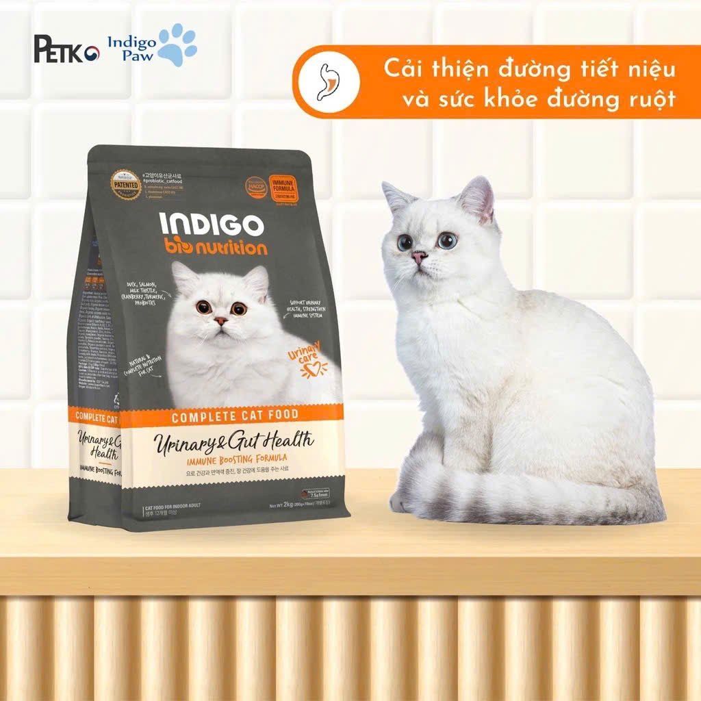  Thức ăn hạt khô hữu cơ cho mèo Indigo tăng cường sức khỏe tiết niệu và tiêu hoá 