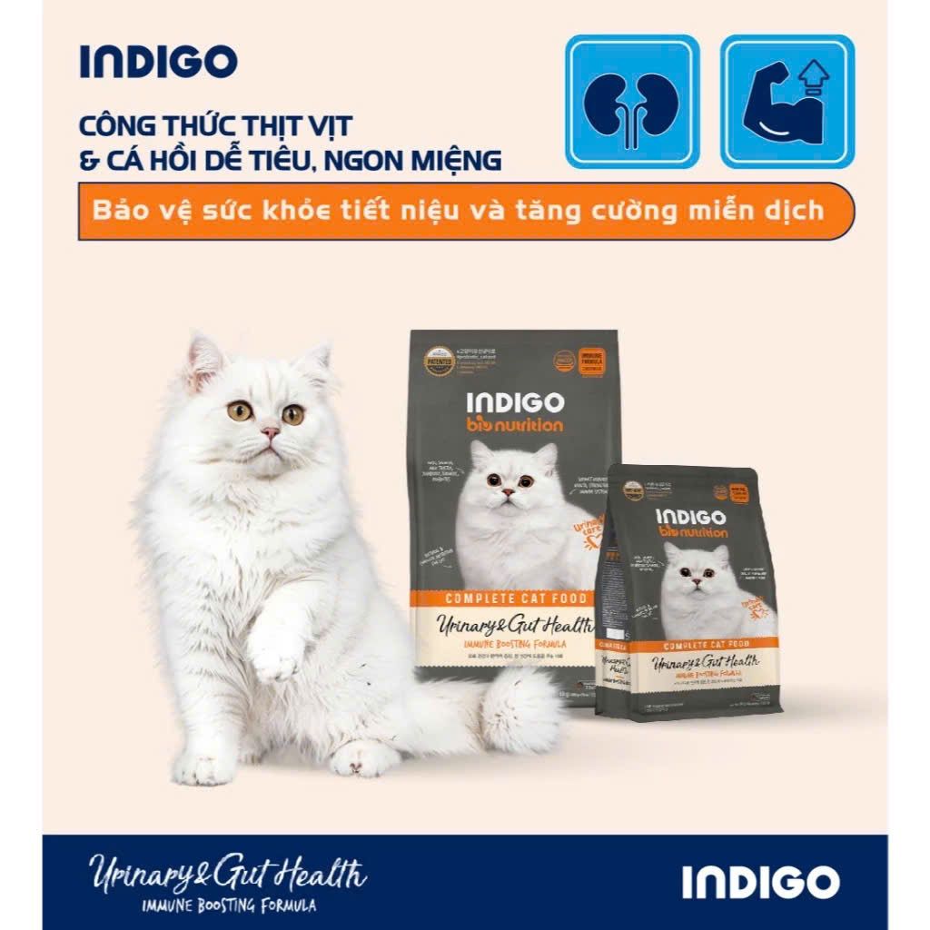 Thức ăn hạt khô hữu cơ cho mèo Indigo tăng cường sức khỏe tiết niệu và tiêu hoá 