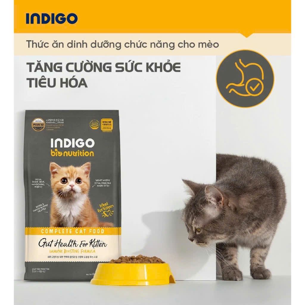  Thức ăn hạt khô hữu cơ cho mèo con Indigo tăng cường sức khoẻ tiêu hoá 
