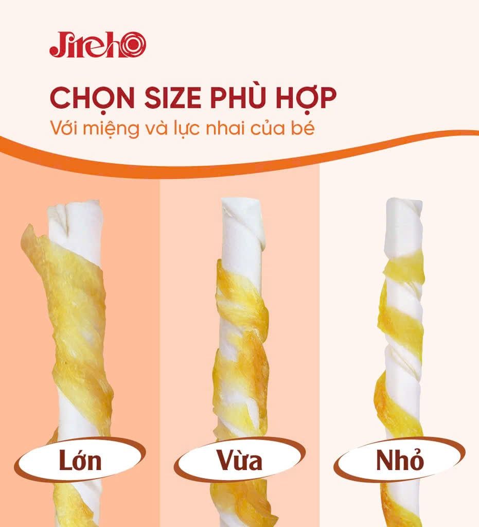  Thanh da bò xoắn quấn gà JirehO 