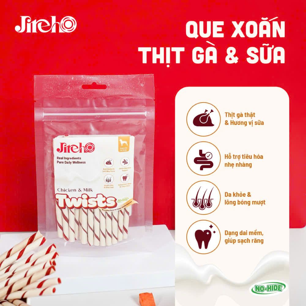  Que xoắn Thịt gà & Sữa JirehO 