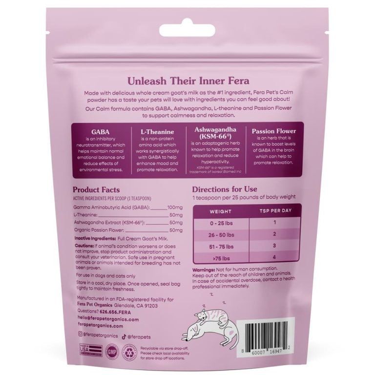  Bột sữa dê Calm giảm căng thẳng - Fera Pets 