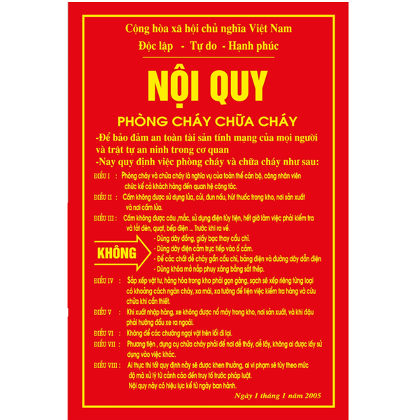  Bảng Nội Quy Tiêu Lệnh PCCC 