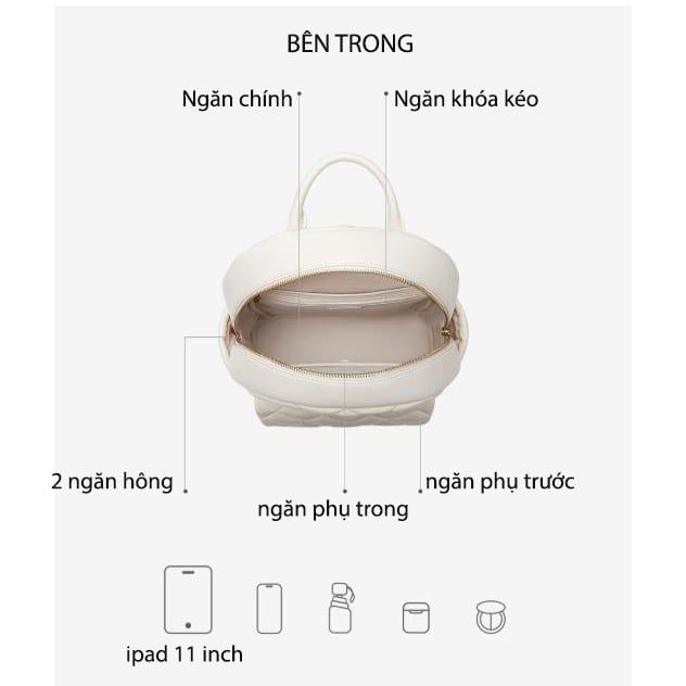 Balo Da 11 Inch Chần Trám JU173114-01M Đen